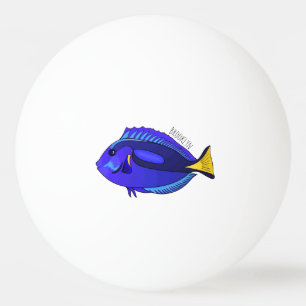 Tecknad av blåtad tang-fisk pingisboll