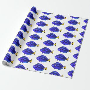 Tecknad av blåtad tang-fisk presentpapper