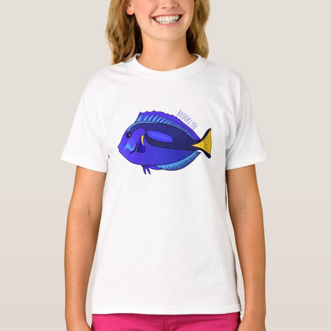 Tecknad av blåtad tang-fisk t shirt (Framsida)