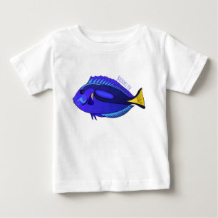 Tecknad av blåtad tang-fisk t shirt