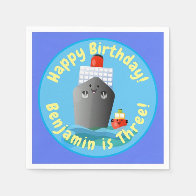 Tecknad av bogserbåtar för frakt av kryssningsfart pappersservett (Framsidan)