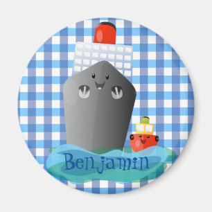 Tecknad av bogserbåtar för havslånga i Cute Kawaii Magnet