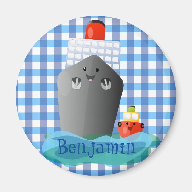 Tecknad av bogserbåtar för havslånga i Cute Kawaii Magnet (Framsidan)