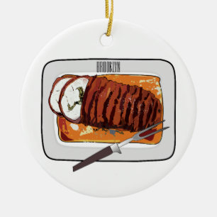 Tecknad av bröstkalkoner julgransprydnad keramik