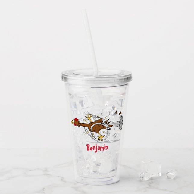 Tecknad av bruna kycklingar take away mugg (Framsida Ice)