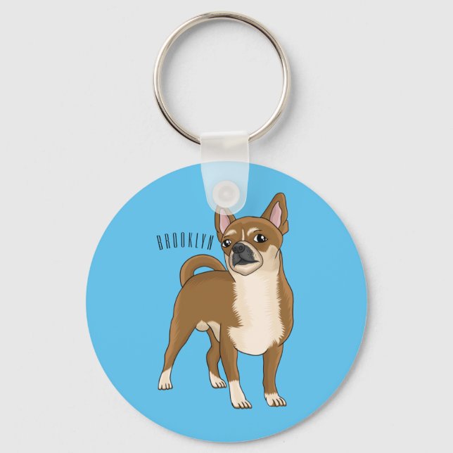 Tecknad av Chihuahua-hund Nyckelring (Framsida)