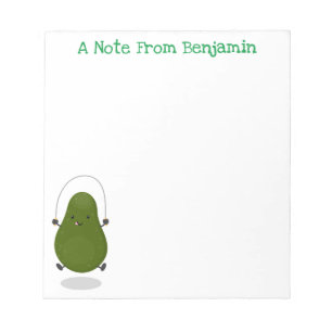 Tecknad av Cute avocado hopprepet Anteckningsblock