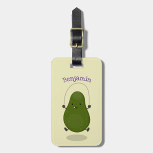 Tecknad av Cute avocado hopprepet Bagagebricka