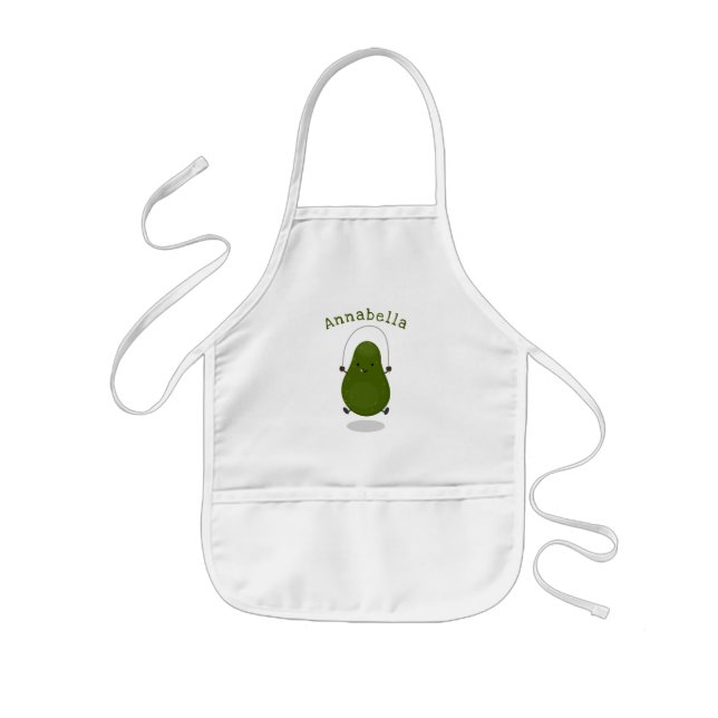 Tecknad av Cute avocado hopprepet Barnförkläde (Framsidan)