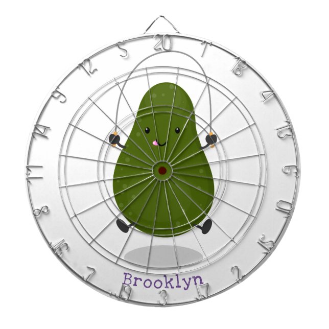 Tecknad av Cute avocado hopprepet Darttavla (Framsidan)