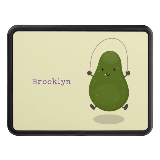Tecknad av Cute avocado hopprepet Dragkroksskydd (Framsidan)