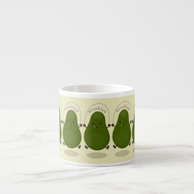 Tecknad av Cute avocado hopprepet Espressomugg (Framsidan)