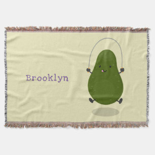 Tecknad av Cute avocado hopprepet Filt