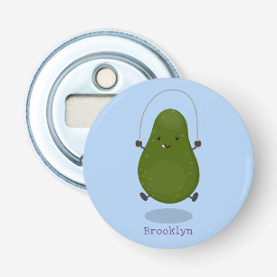 Tecknad av Cute avocado hopprepet Flasköppnare