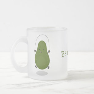 Tecknad av Cute avocado hopprepet Frostad Glasmugg