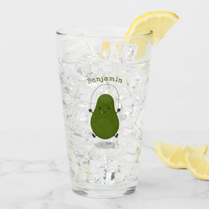 Tecknad av Cute avocado hopprepet Glaskopp
