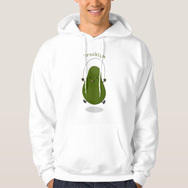 Tecknad av Cute avocado hopprepet Hoodie (Framsida)