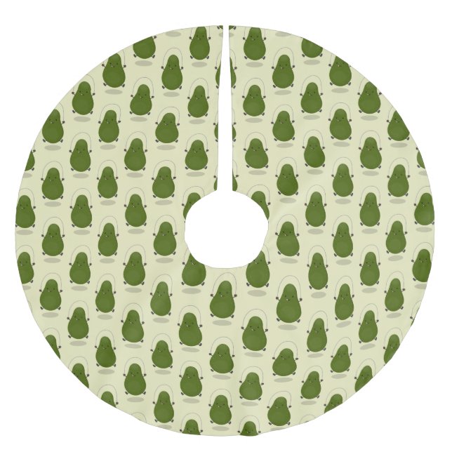 Tecknad av Cute avocado hopprepet Julgransmatta Borstad Polyester (Framsidan)