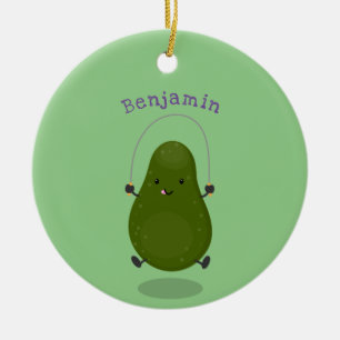 Tecknad av Cute avocado hopprepet Julgransprydnad Keramik