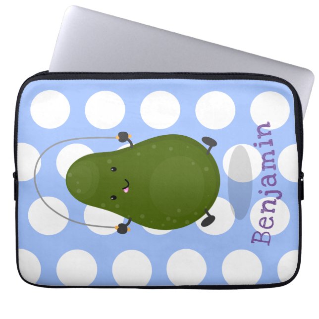 Tecknad av Cute avocado hopprepet Laptop Fodral (Framsidan)