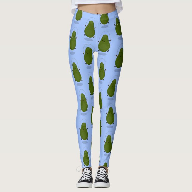 Tecknad av Cute avocado hopprepet Leggings (Framsida)