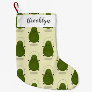 Tecknad av Cute avocado hopprepet Liten Julstrumpa