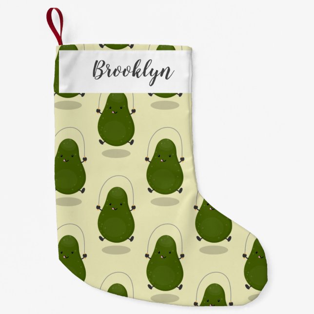 Tecknad av Cute avocado hopprepet Liten Julstrumpa (Framsidan)