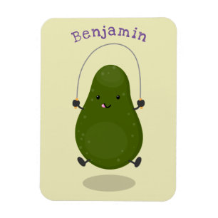 Tecknad av Cute avocado hopprepet Magnet