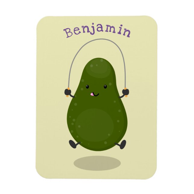 Tecknad av Cute avocado hopprepet Magnet (Vertikal)