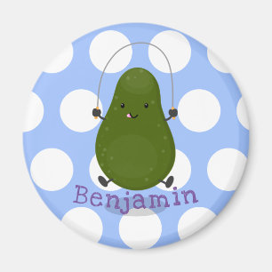Tecknad av Cute avocado hopprepet Magnet