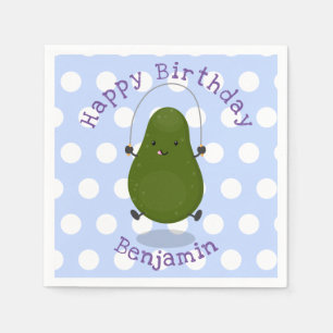 Tecknad av Cute avocado hopprepet Pappersservett