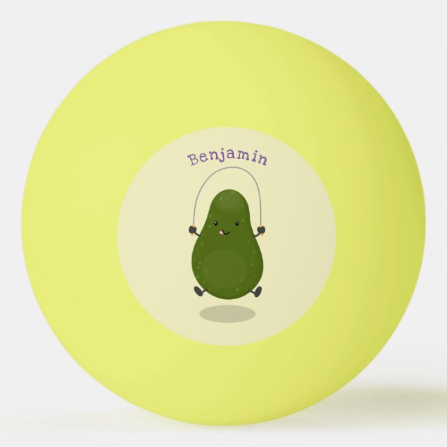 Tecknad av Cute avocado hopprepet Pingisboll (Framsidan)