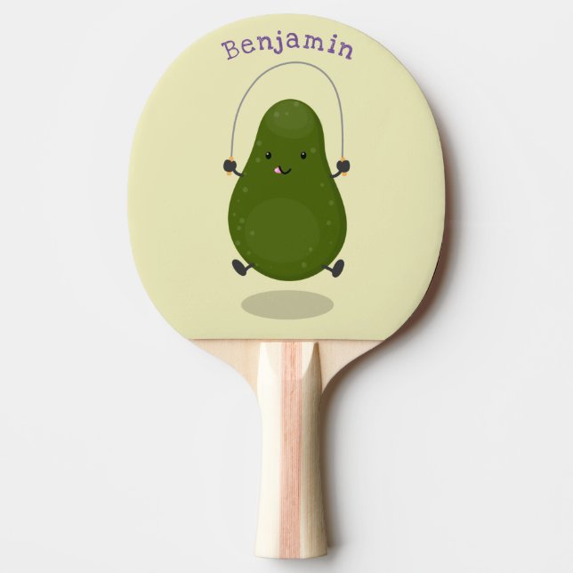 Tecknad av Cute avocado hopprepet Pingisracket (Framsidan)