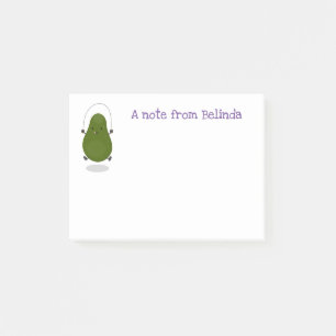Tecknad av Cute avocado hopprepet Post-it Block