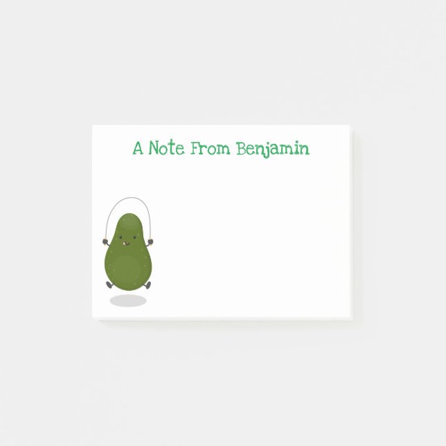 Tecknad av Cute avocado hopprepet Post-it Block (Framsida)