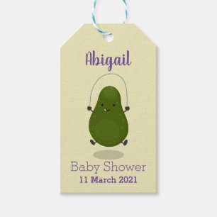 Tecknad av Cute avocado hopprepet Presentetikett