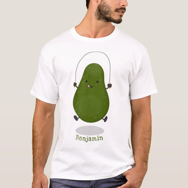Tecknad av Cute avocado hopprepet T Shirt (Framsida)