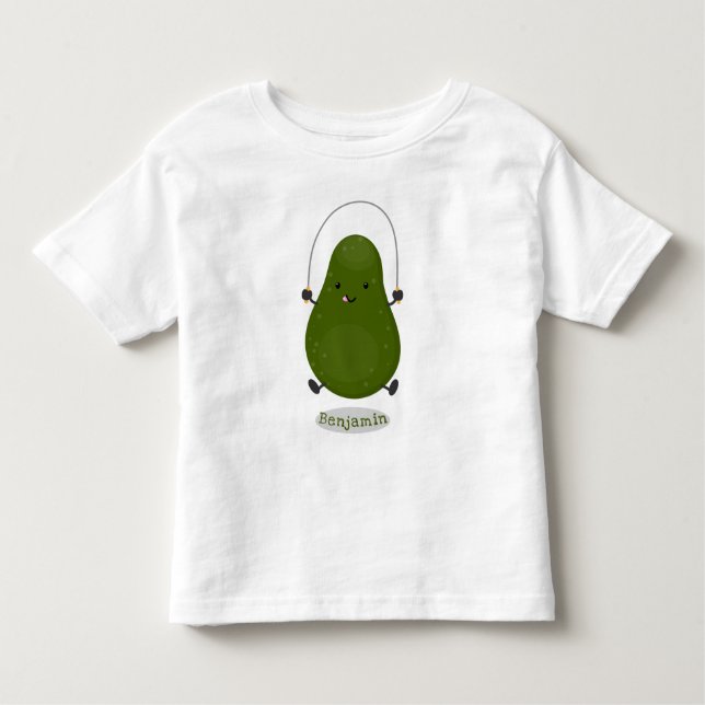 Tecknad av Cute avocado hopprepet T Shirt (Framsida)