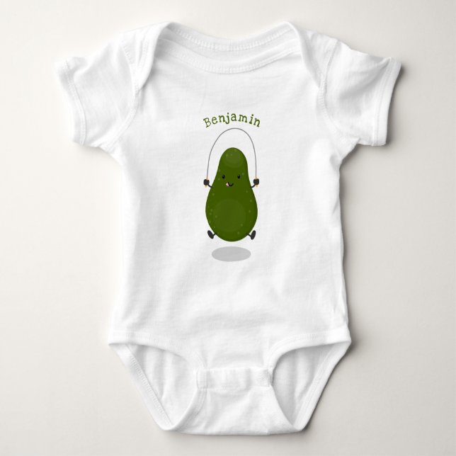 Tecknad av Cute avocado hopprepet T Shirt (Framsida)