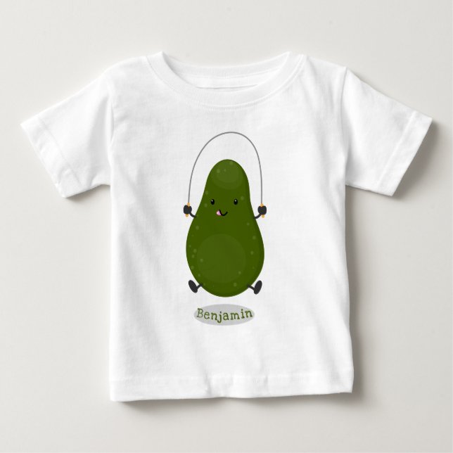 Tecknad av Cute avocado hopprepet T Shirt (Framsida)