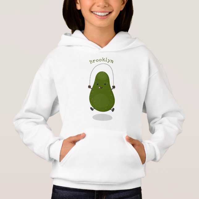 Tecknad av Cute avocado hopprepet T Shirt (Framsida)