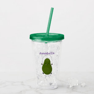 Tecknad av Cute avocado hopprepet Take Away Mugg