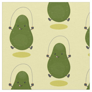 Tecknad av Cute avocado hopprepet Tyg