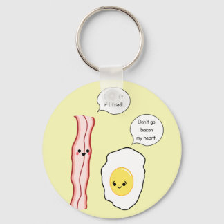 Tecknad av cute Bacon och ägg Nyckelring