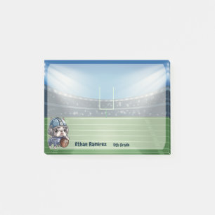 Tecknad av cute Fransk bulldog Quarterback-stadion Post-it Block