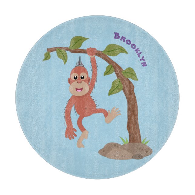 Tecknad av  Cute lycklig baby orangutan (Framsidan)