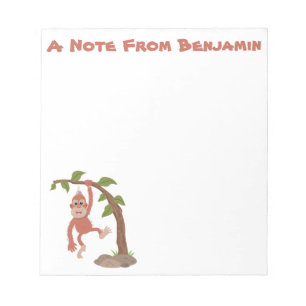 Tecknad av  Cute lycklig baby orangutan Anteckningsblock
