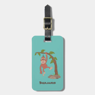 Tecknad av  Cute lycklig baby orangutan Bagagebricka
