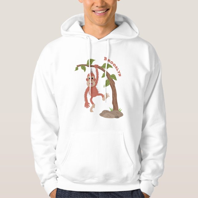 Tecknad av  Cute lycklig baby orangutan Hoodie (Framsida)