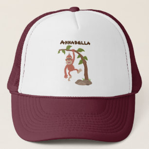 Tecknad av Cute lycklig baby orangutan Keps
